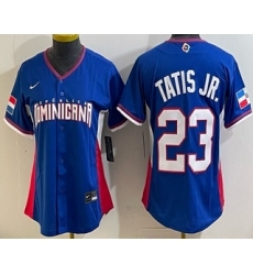 Women's Dominican #23 Fernando Tatis Jr Blue 2026 World Baseball Classic Cool Base Jersey