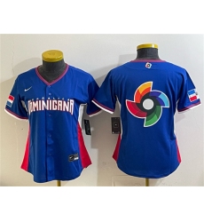 Women's Dominican Republic Baseball Royal 2026 World Baseball Classic Big Logo Road Stadium Stitched Baseball Jersey(Run Small)