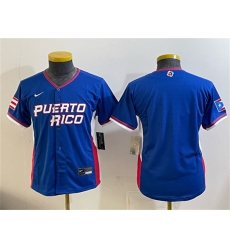 Youth Puerto Rico Baseball Blank Royal 2026 World Baseball Classic Road Stadium Stitched Baseball Jersey