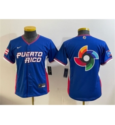 Youth Puerto Rico Baseball Royal 2026 World Baseball Classic Big Logo Road Stadium Stitched Baseball Jersey