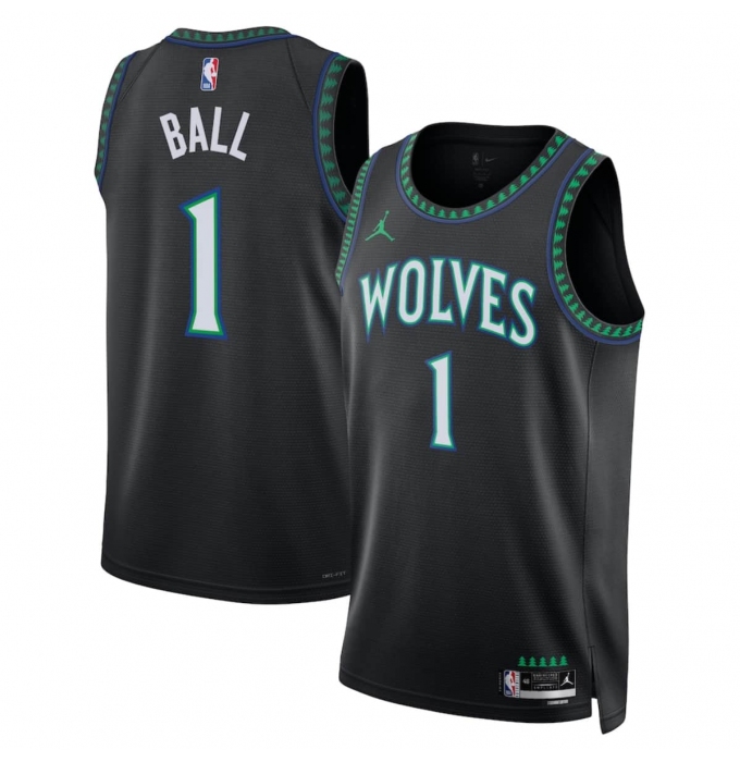 Men's Minnesota Timberwolves #1 LaMelo Ball Black 2026-27 Statement Swingman Edition Stitched Basketball Jersey