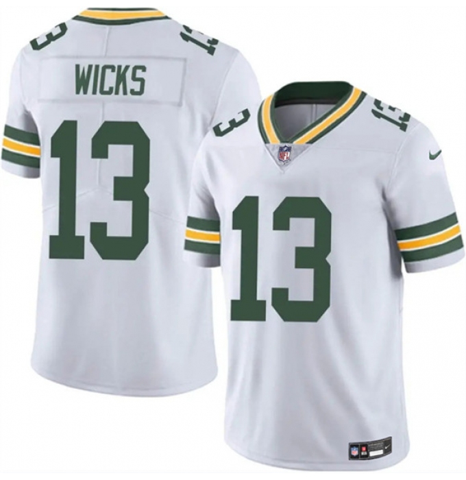 Men's Green Bay Packers #13 Dontayvion Wicks White 2025 Vapor Untouchable Limited Football Stitched Jersey