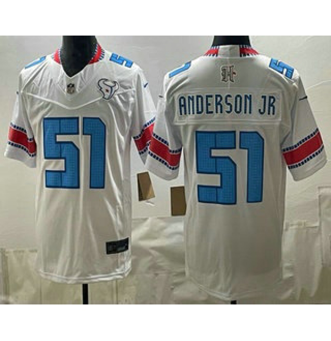 Men's Houston Texans #51 Will Anderson Jr White 2026 FUSE Rivalries Collection Limited Stitched Jersey