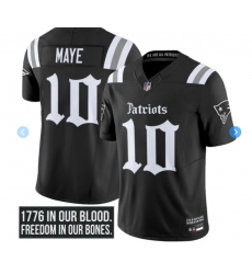 Men's New England Patriots #10 Drake Maye Black 2025 F U S E Gothic Limited Stitched Football Jersey