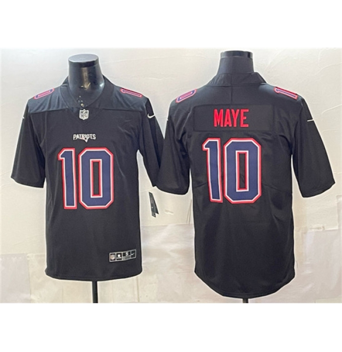 Men's New England Patriots #10 Drake Maye Black Fashion Vapor Untouchable Limited Football Stitched Jersey