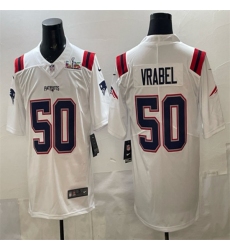 Men's New England Patriots #50 Mike Vrabel White With Super Bowl LX Vapor Limited Stitched Football Jersey