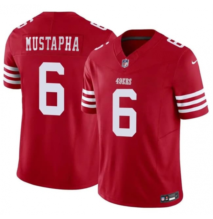 Men's San Francisco 49ers #6 Malik Mustapha Red 2025 F.U.S.E. Vapor Untouchable Limited Football Stitched Jersey