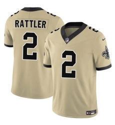 Men's New Orleans Saints #2 Spencer Rattler Gold 2025 F.U.S.E. Alternate Vapor Limited Football Stitched Jersey