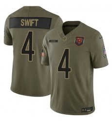 Men's Chicago Bears #4 D'Andre Swift Olive 2025 F.U.S.E. Salute to Service Limited Football Stitched Jersey