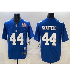Men's New York Giants #44 Cam Skattebo Royal 2025 Draft F.U.S.E. 100th Season & State Vapor Limited Stitched Football Jersey