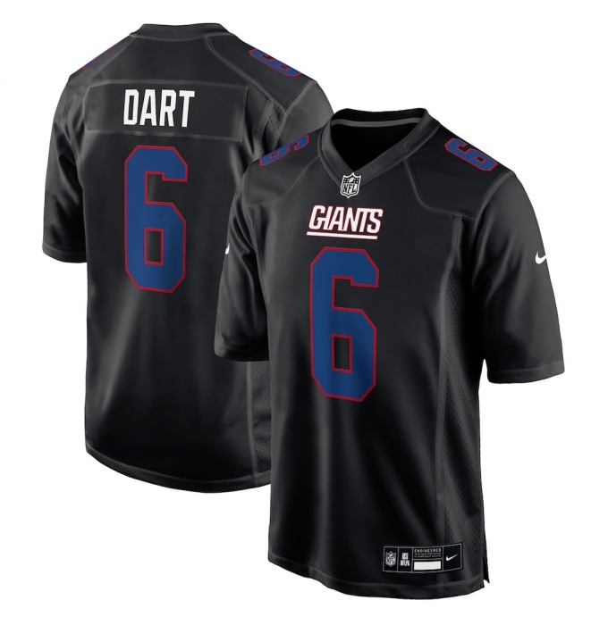 Men's New York Giants #6 Jaxson Dart Carbon Black Fashion Game Nike Jersey