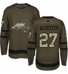 Men's Adidas Washington Capitals #27 Alexander Alexeyev Authentic Green Salute to Service NHL Jersey