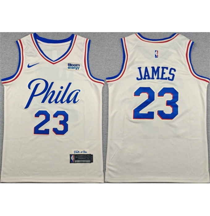 Men's Philadelphia 76ers #23 LeBron James Cream City Edition Swingman Stitched Jersey