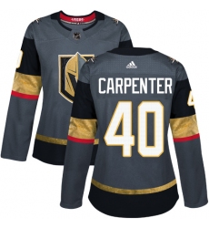 Women's Adidas Vegas Golden Knights #40 Ryan Carpenter Authentic Gray Home NHL Jersey