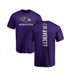 Football Baltimore Ravens #34 Anthony Averett Purple Backer T-Shirt