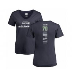 Football Women's Seattle Seahawks #70 Mike Iupati Navy Blue Backer T-Shirt