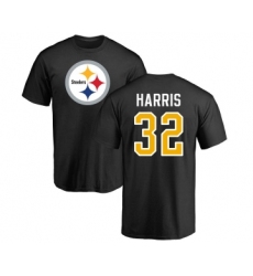 Football Pittsburgh Steelers #32 Franco Harris Black Name & Number Logo T-Shirt