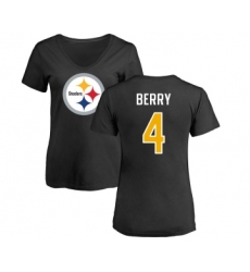 Football Women's Pittsburgh Steelers #4 Jordan Berry Black Name & Number Logo Slim Fit T-Shirt