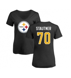 Football Women's Pittsburgh Steelers #70 Ernie Stautner Black Name & Number Logo Slim Fit T-Shirt