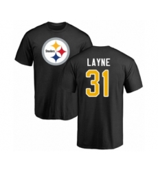 Pittsburgh Steelers #31 Justin Layne Black Name & Number Logo T-Shirt