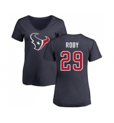 Football Women's Houston Texans #29 Bradley Roby Navy Blue Name & Number Logo T-Shirt