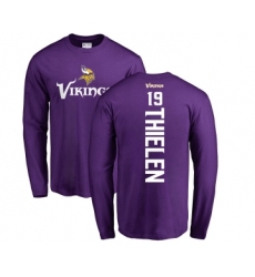 Football Minnesota Vikings #19 Adam Thielen Purple Backer Long Sleeve T-Shirt