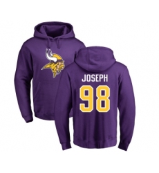Football Minnesota Vikings #98 Linval Joseph Purple Name & Number Logo Pullover Hoodie