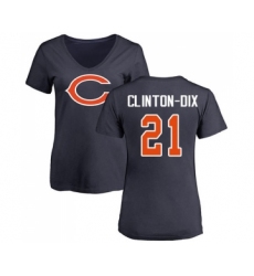 Football Women's Chicago Bears #21 Ha Clinton-Dix Navy Blue Name & Number Logo T-Shirt