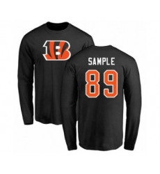 Football Cincinnati Bengals #89 Drew Sample Black Name & Number Logo Long Sleeve T-Shirt