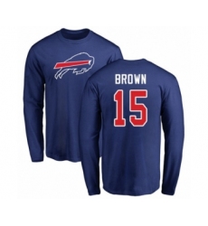 Football Buffalo Bills #15 John Brown Royal Blue Name & Number Logo Long Sleeve T-Shirt