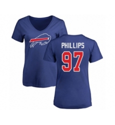 Football Women's Buffalo Bills #97 Jordan Phillips Royal Blue Name & Number Logo T-Shirt