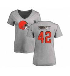 Football Women's Cleveland Browns #42 Morgan Burnett Ash Name & Number Logo T-Shirt