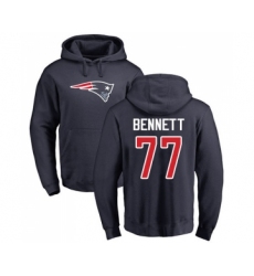 Football New England Patriots #77 Michael Bennett Navy Blue Name & Number Logo Pullover Hoodie
