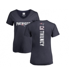 Football Women's New England Patriots #62 Joe Thuney Navy Blue Backer T-Shirt