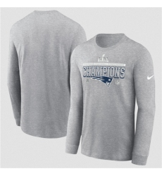 Men's New England Patriots Heather Gray 2025 AFC Champions Locker Room Trophy Collection Long Sleeve T-Shirt