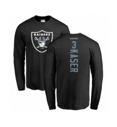 Football Oakland Raiders #3 Drew Kaser Black Backer Long Sleeve T-Shirt