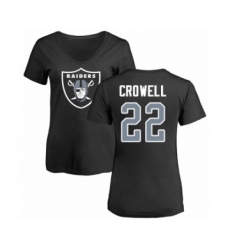 Football Women's Oakland Raiders #22 Isaiah Crowell Black Name & Number Logo T-Shirt