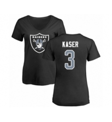 Football Women's Oakland Raiders #3 Drew Kaser Black Name & Number Logo T-Shirt