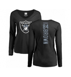 Football Women's Oakland Raiders #84 Antonio Brown Black Backer Long Sleeve T-Shirt