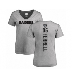 Football Women's Oakland Raiders #96 Clelin Ferrell Ash Backer T-Shirt