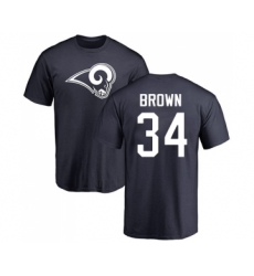 Football Los Angeles Rams #34 Malcolm Brown Navy Blue Name & Number Logo T-Shirt