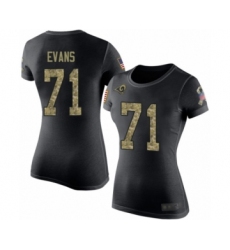 Women's Los Angeles Rams #71 Bobby Evans Black Camo Salute to Service T-Shirt
