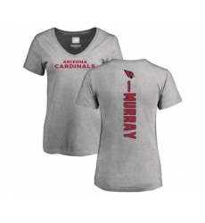 Football Women's Arizona Cardinals #1 Kyler Murray Ash Backer V-Neck T-Shirt