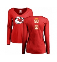 Football Women's Kansas City Chiefs #50 Darron Lee Red Backer Slim Fit Long Sleeve T-Shirt