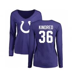 Football Women's Indianapolis Colts #36 Derrick Kindred Royal Blue Name & Number Logo Long Sleeve T-Shirt