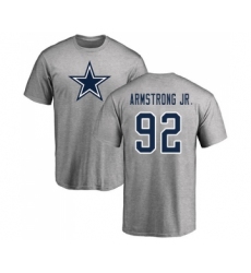 Football Dallas Cowboys #92 Dorance Armstrong Jr. Ash Name & Number Logo T-Shirt