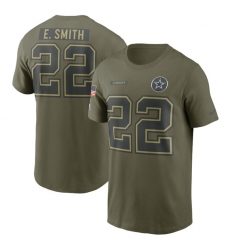 Men's Dallas Cowboys #22 Emmitt Smith Olive 2025 Salute to Service Name & Number T-Shirt