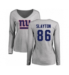 Football Women's New York Giants #86 Darius Slayton Ash Name & Number Logo Long Sleeve T-Shirt