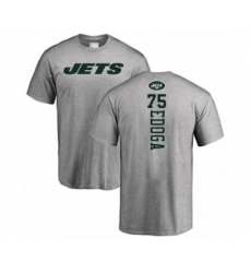 Football New York Jets #75 Chuma Edoga Ash Backer T-Shirt