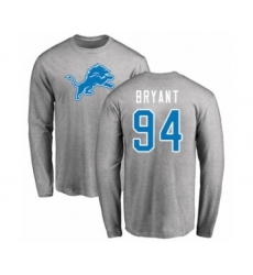 Football Detroit Lions #94 Austin Bryant Ash Name & Number Logo Long Sleeve T-Shirt